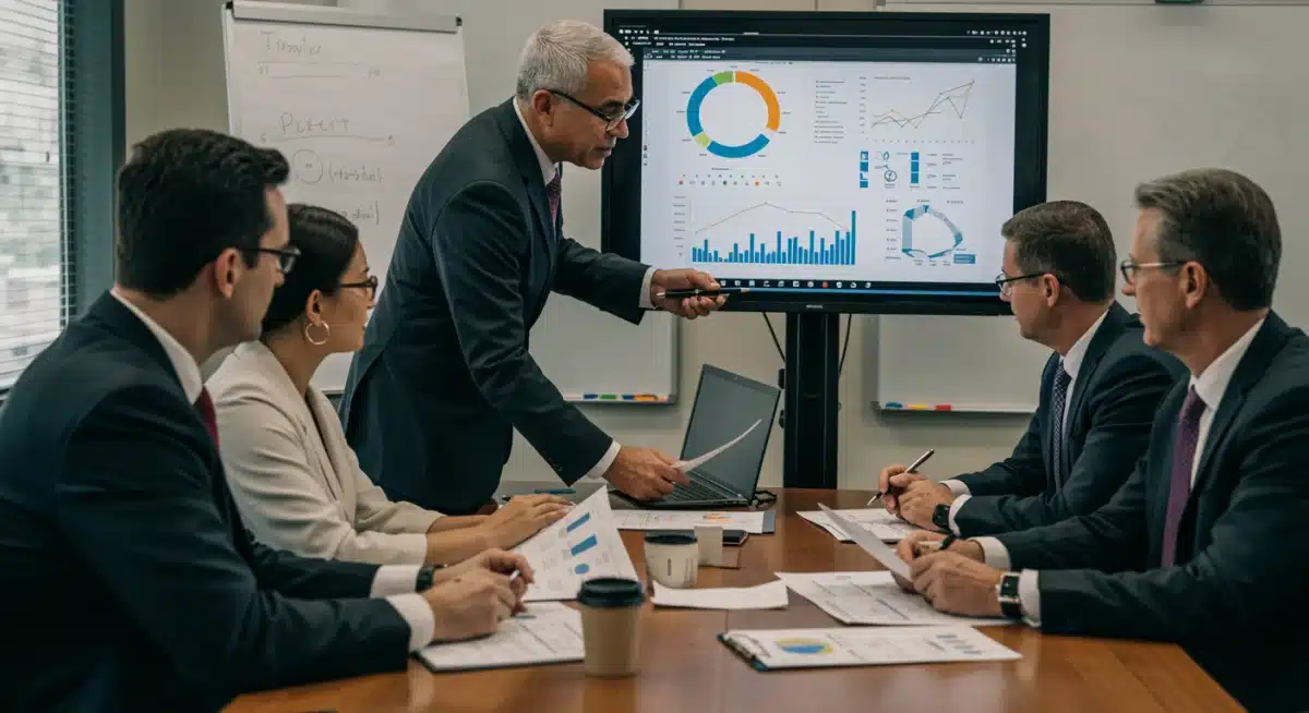 Educators and policymakers analyzing data for education initiatives.