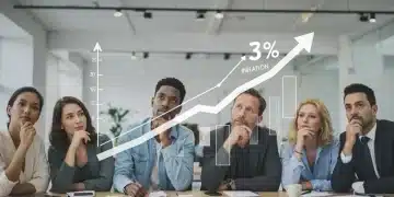 People analyzing inflation data, strategizing for 2025 financial protection