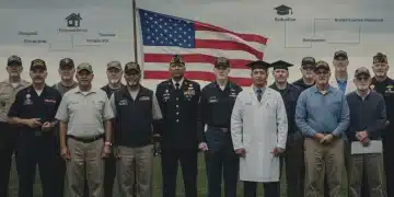 Veterans standing together, symbolizing comprehensive support and updated benefits for housing, education, and healthcare in 2025.