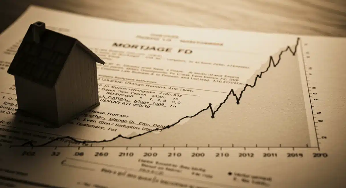 Mortgage document with fluctuating interest rate graph