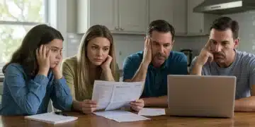 Family reviewing 2026 tax code revisions documents with concern