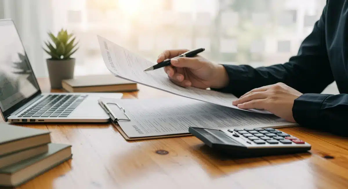 Person reviewing tax documents for education credits