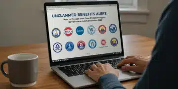 Woman researching unclaimed government benefits on laptop