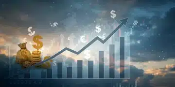 Graph showing rising inflation with market volatility symbols