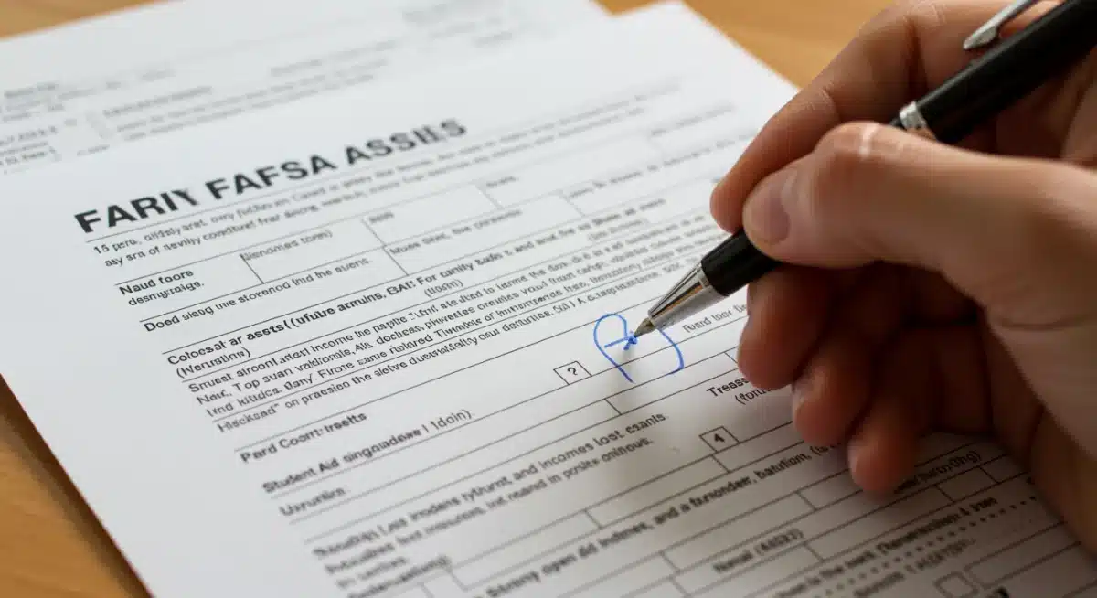 Close-up of FAFSA form with focus on financial details