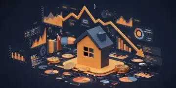 Housing market forecast with a downward trend showing price correction by 2026