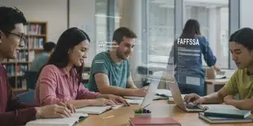 Students working on FAFSA forms and college applications