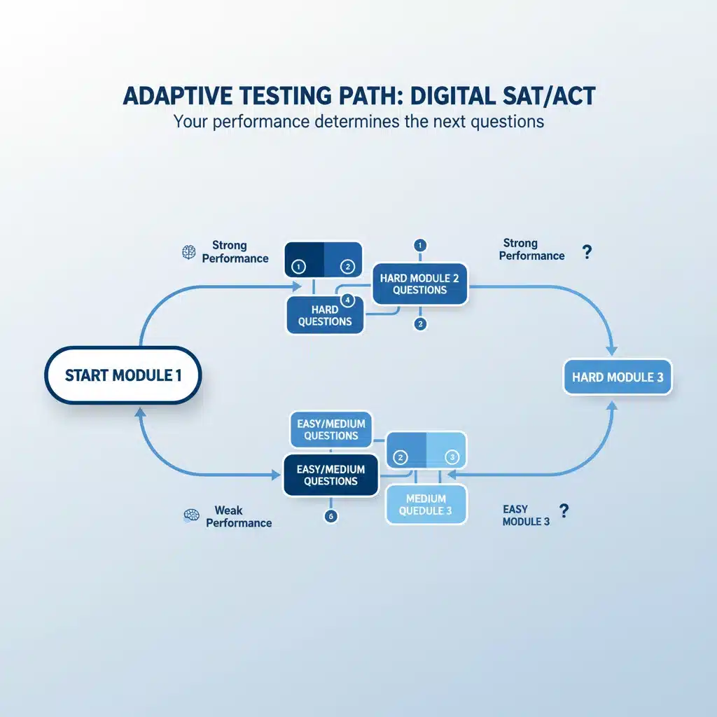 Adaptive digital test format illustration