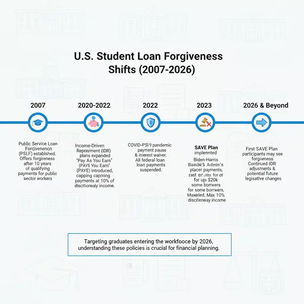 Timeline of U.S. student loan policy changes and forgiveness programs
