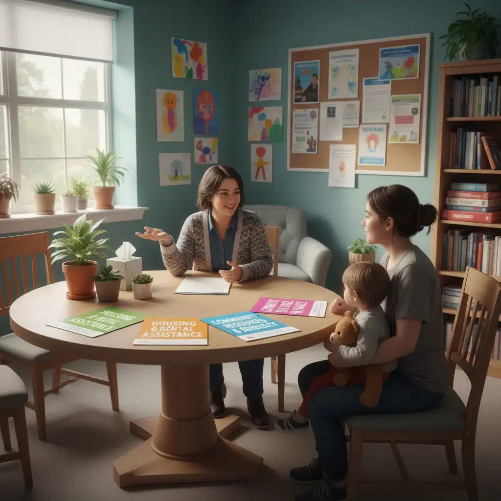 Housing counselor assisting a family with rental aid