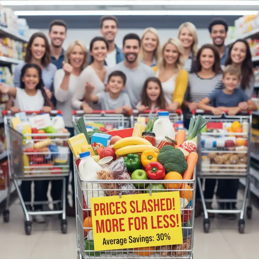 Happy consumers shopping with lower prices due to decreased inflation
