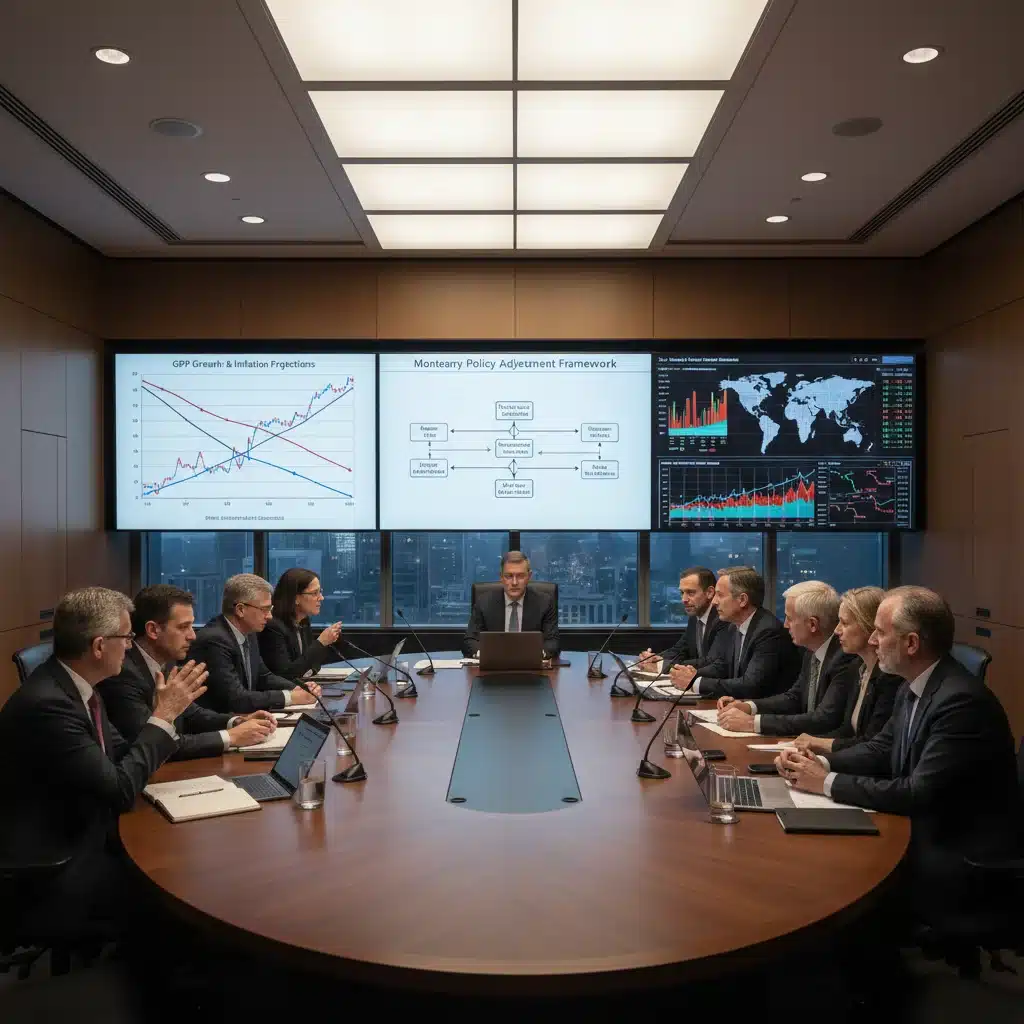 Economists and central bank officials analyzing economic data and policy