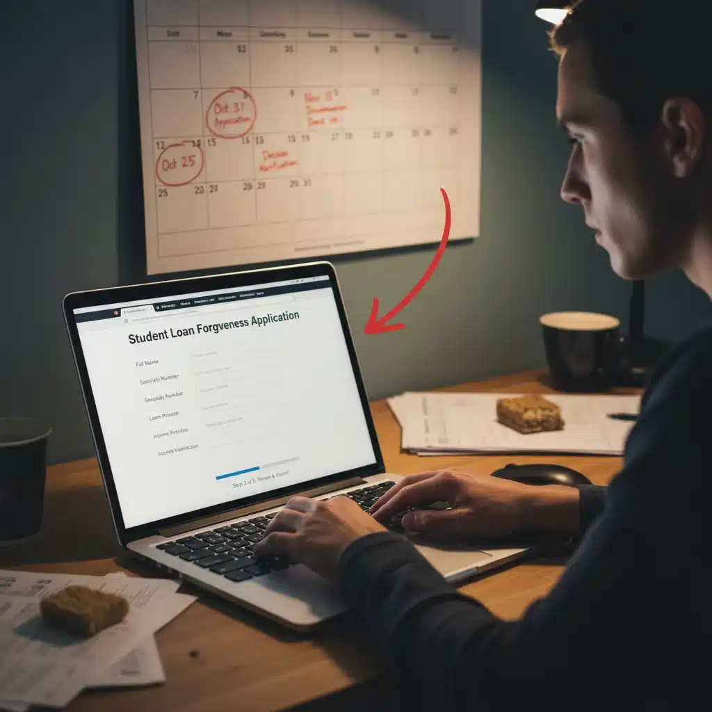 Individual applying for student loan forgiveness online