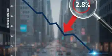 Graph showing US inflation rate declining to 2.8% in February 2026