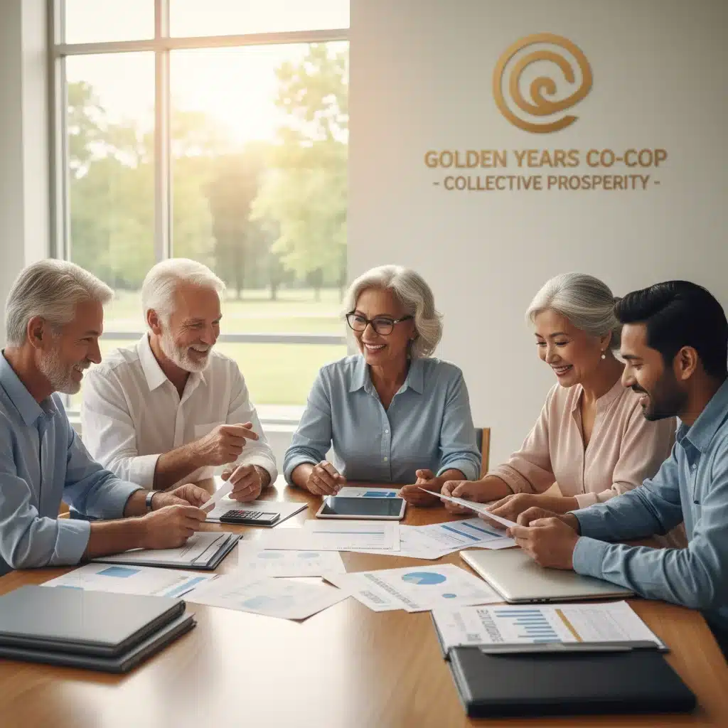 Diverse retirees discussing financial planning documents