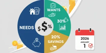 Mastering the 50/30/20 Budget Rule: Your 2026 Financial Blueprint Infographic depicting the 50/30/20 budget rule for financial planning in 2026