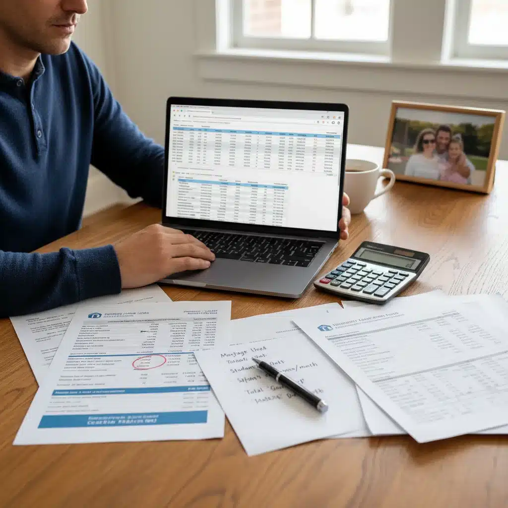Person analyzing mortgage and student loan documents for good debt