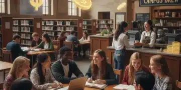 Students balancing studies and work, symbolizing college funding decisions.