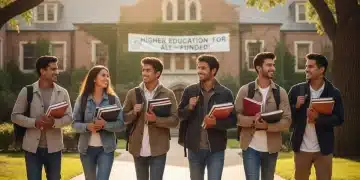 Diverse students walking on a college campus, symbolizing educational achievement.