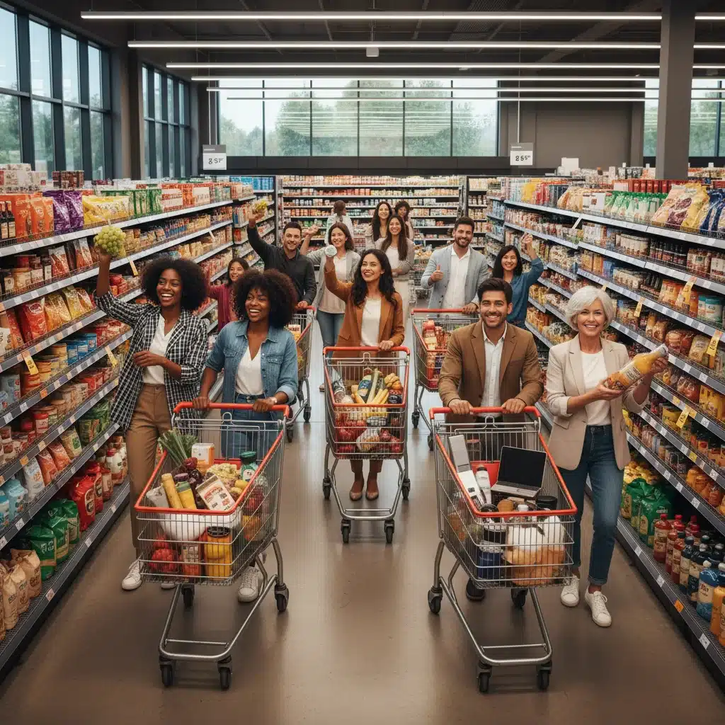 Consumers happily shopping with increased purchasing power