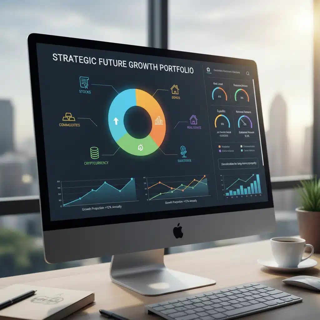 Diversified investment portfolio displayed on computer screen