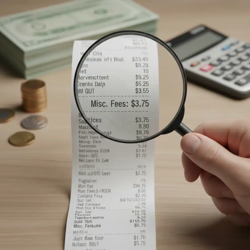 Hand with magnifying glass examining a receipt for expense identification