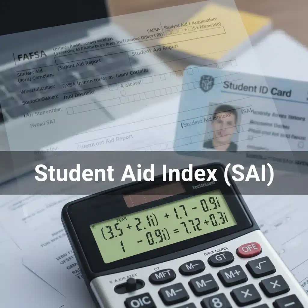 Calculator showing complex financial aid calculations for student aid index