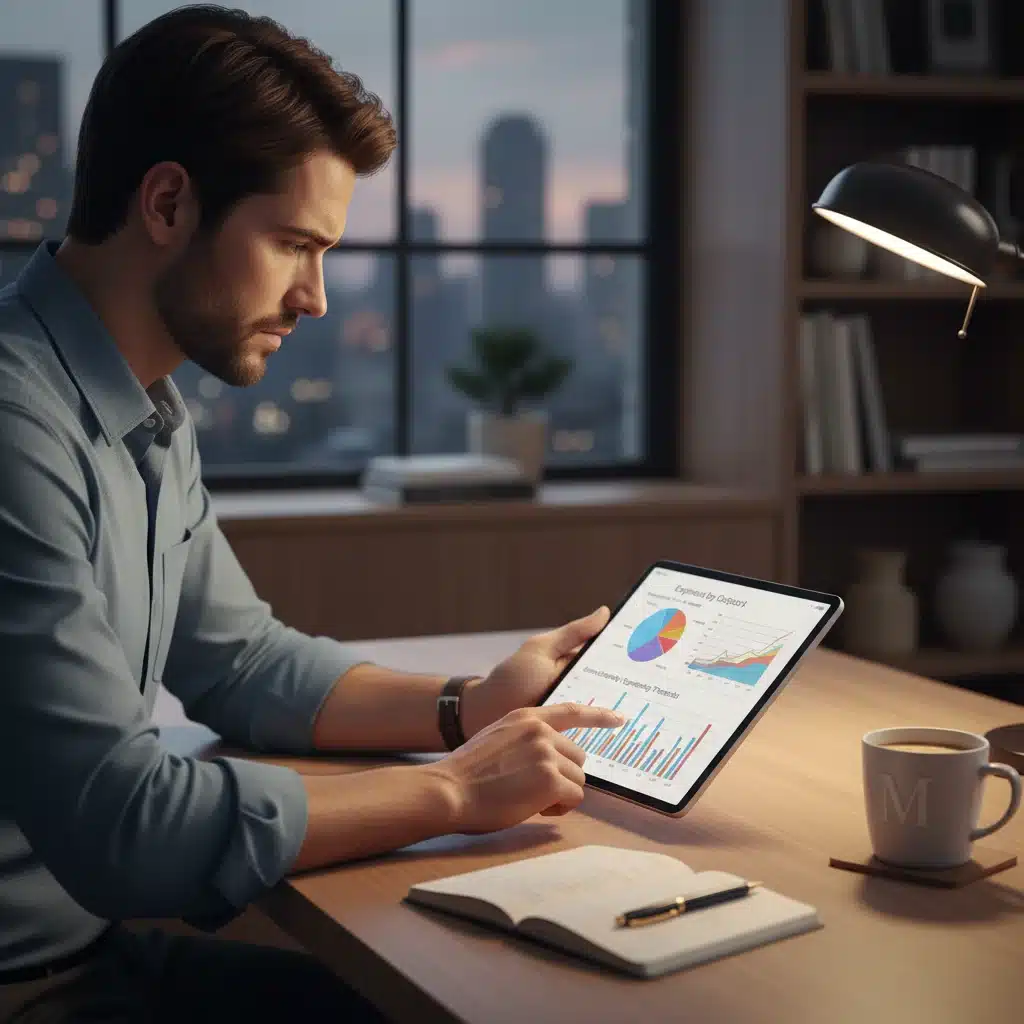 Person analyzing financial report on tablet, understanding spending patterns