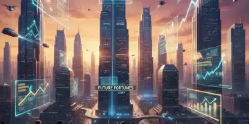 Futuristic city skyline symbolizing real estate growth and investment potential in 2026.
