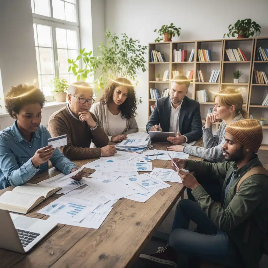 Diverse individuals reviewing personal financial documents