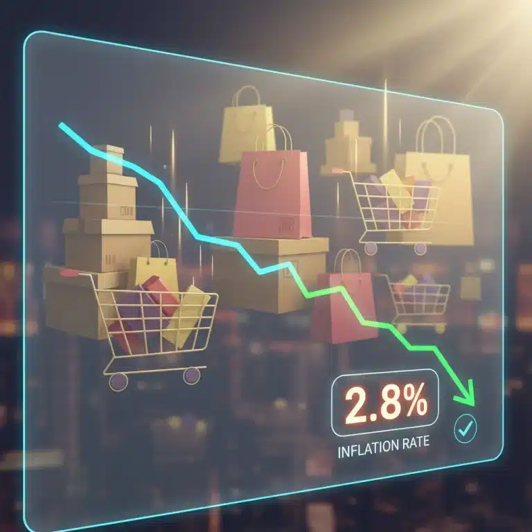 Graph showing inflation rate decreasing to 2.8 percent