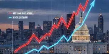 Charts showing inflation outpacing wage growth in the US economy.