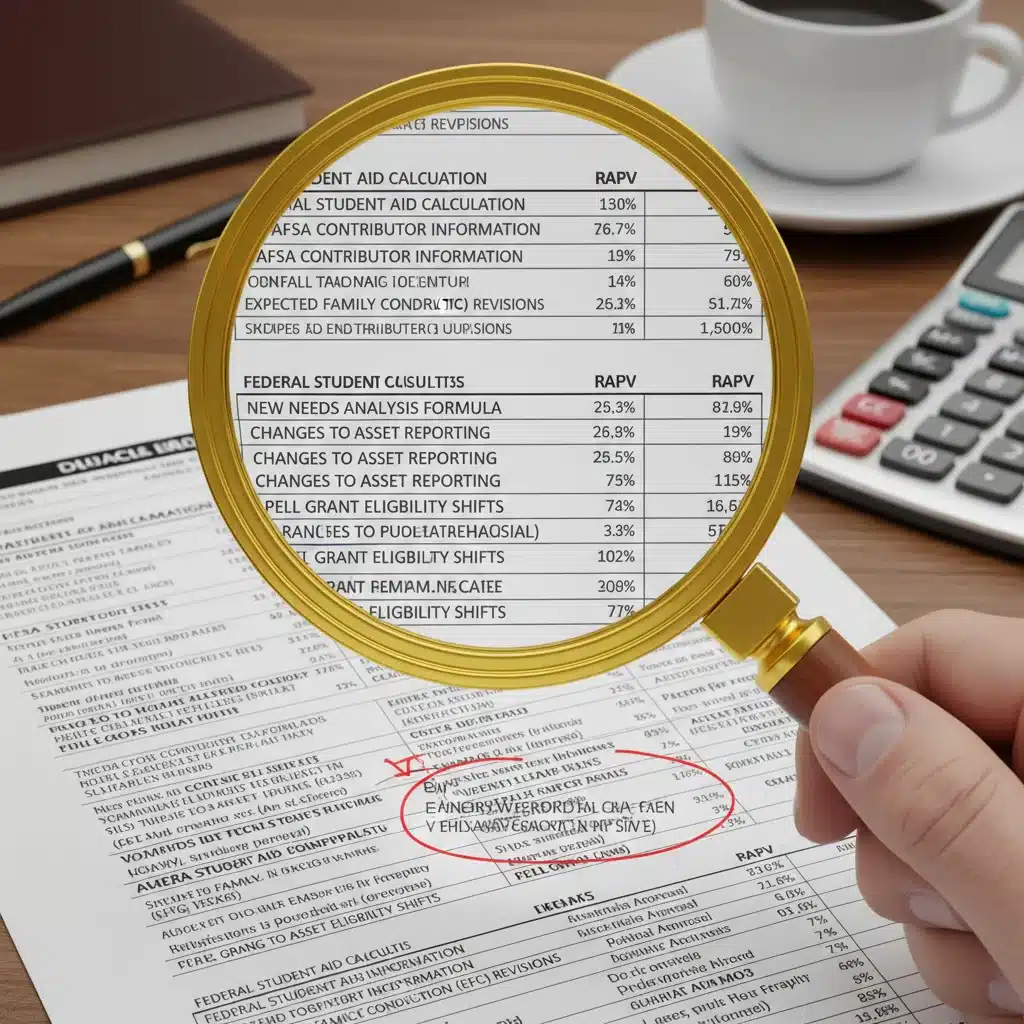 Magnifying glass examining federal aid calculation details