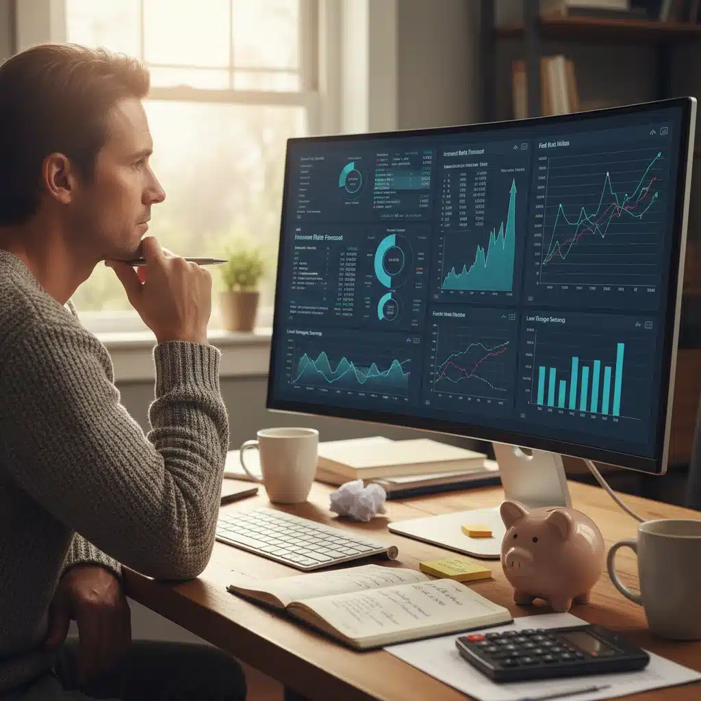 Individual analyzing financial data to plan for future interest rate impacts.