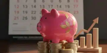 Piggy bank on coins representing saving money habits for 2026