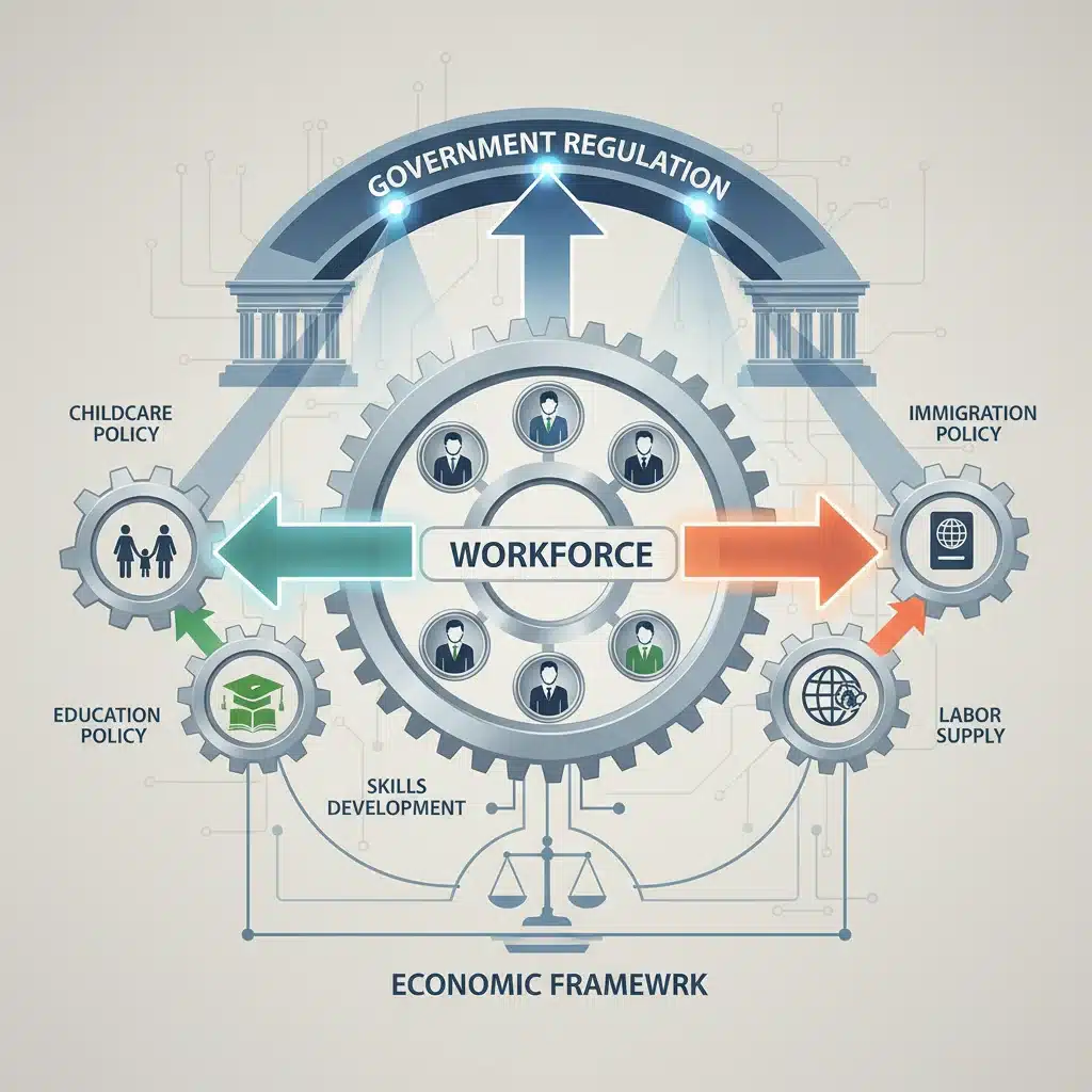 Policy levers influencing workforce participation and economic growth.