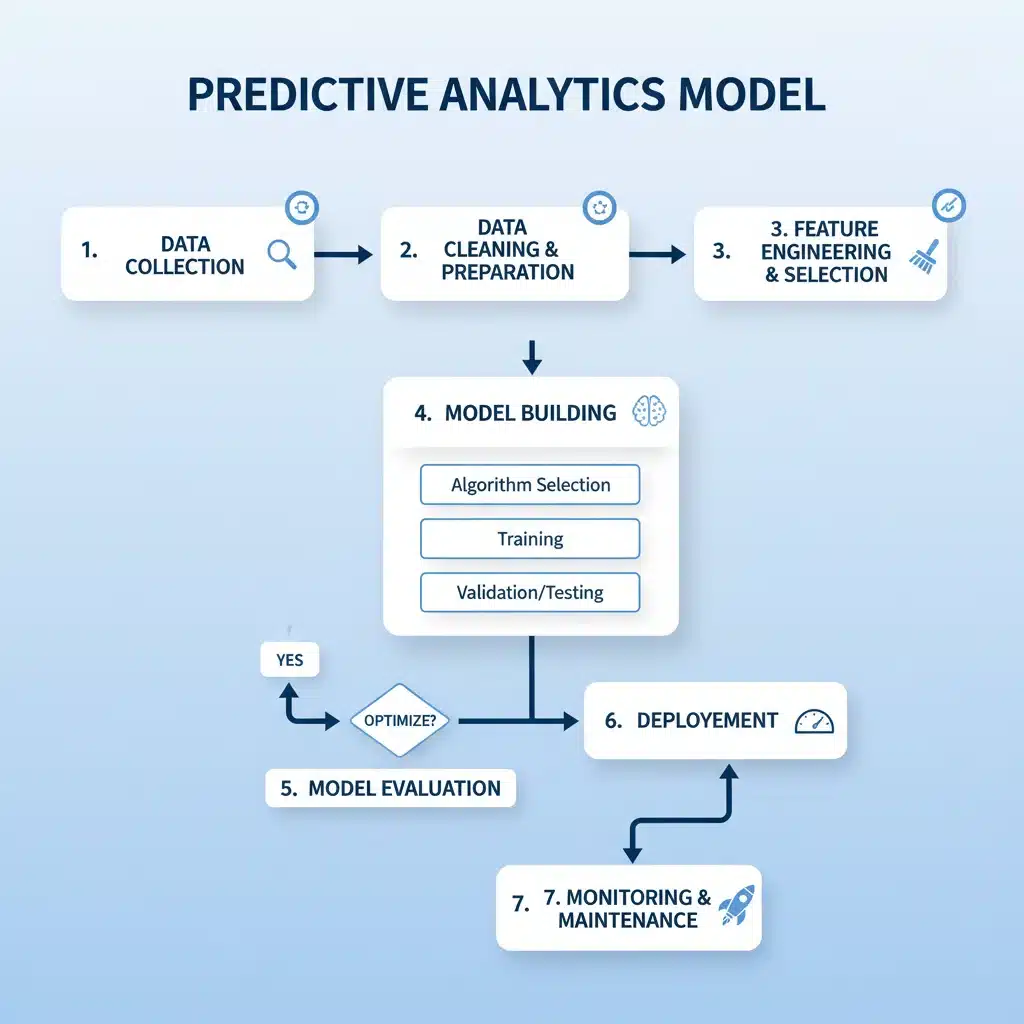 Flowchart illustrating predictive analytics model development process