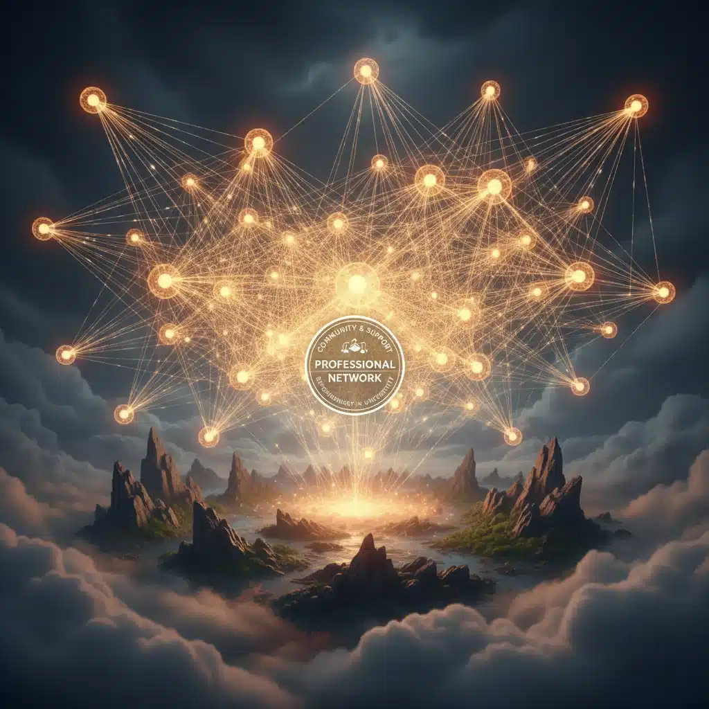 Digital representation of a strong professional network and community support.