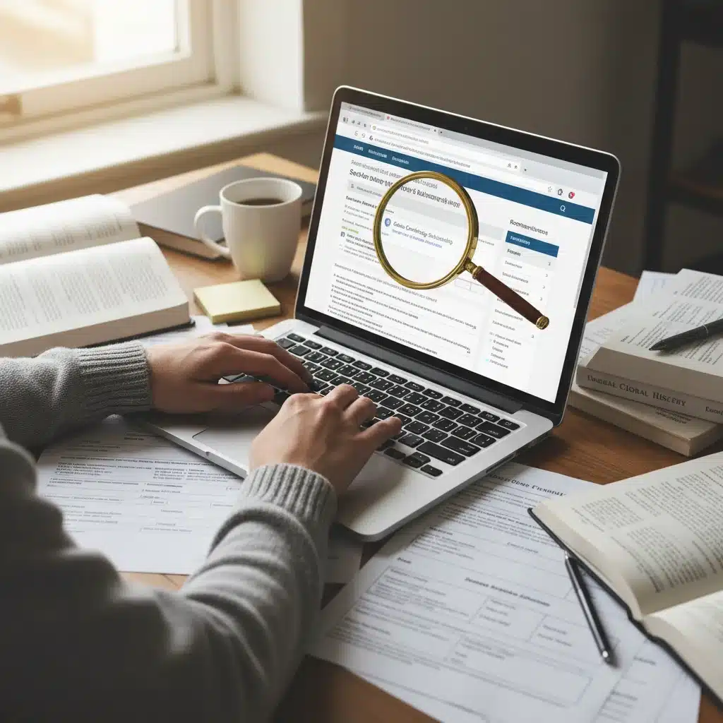 Student researching niche scholarship applications online
