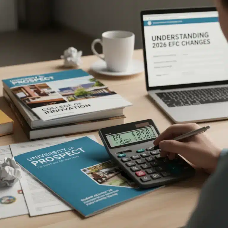 Student calculating college financial aid with new EFC formula