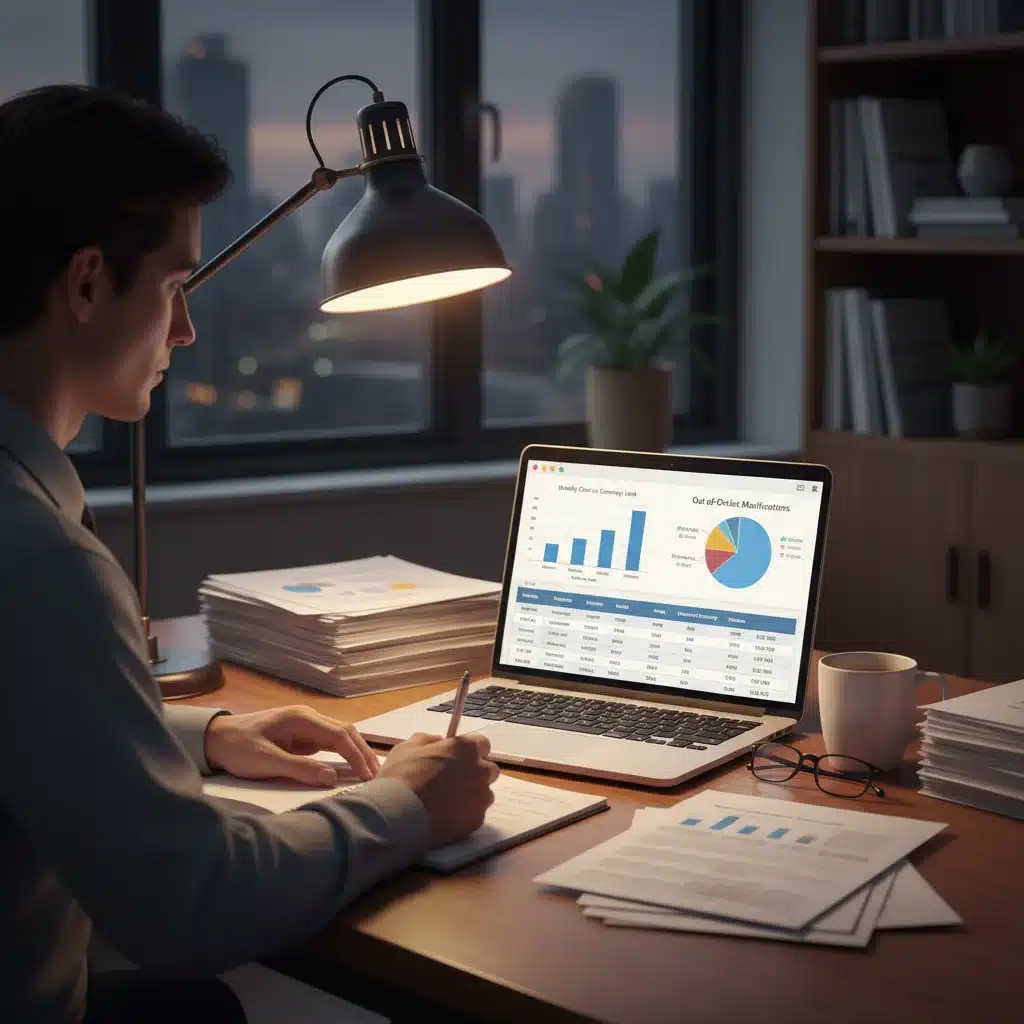 Individual comparing different health insurance plans and documents on a laptop.