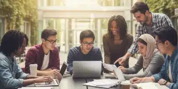 FAFSA 2026-2027: Navigating New Application Changes for Financial Aid Students reviewing FAFSA forms with laptops on a college campus