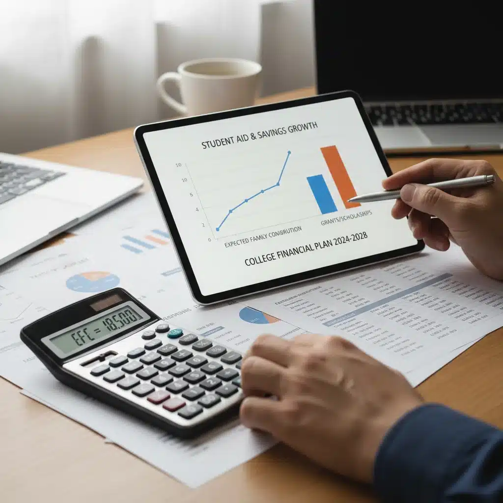 Financial calculator and graphs for college aid planning