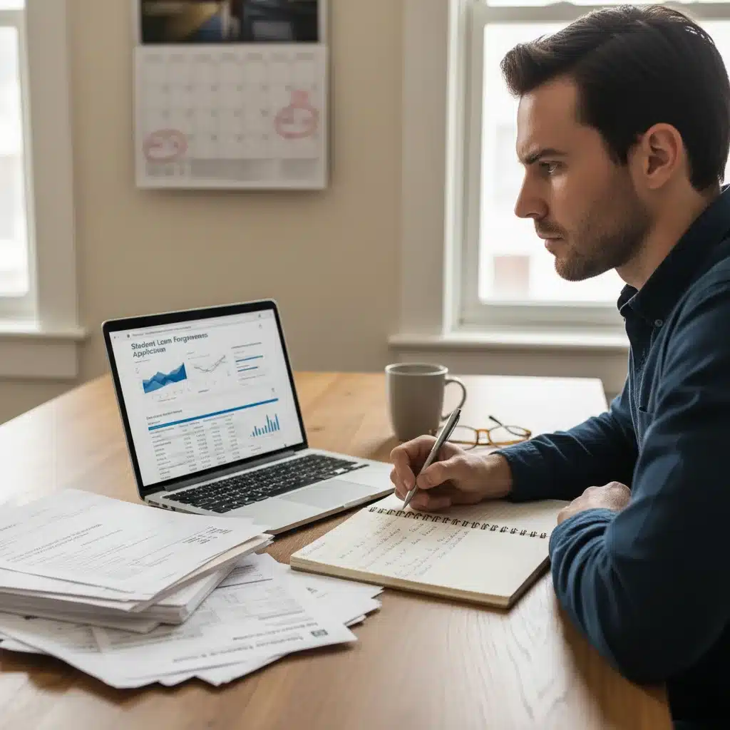 Person applying for student loan forgiveness online