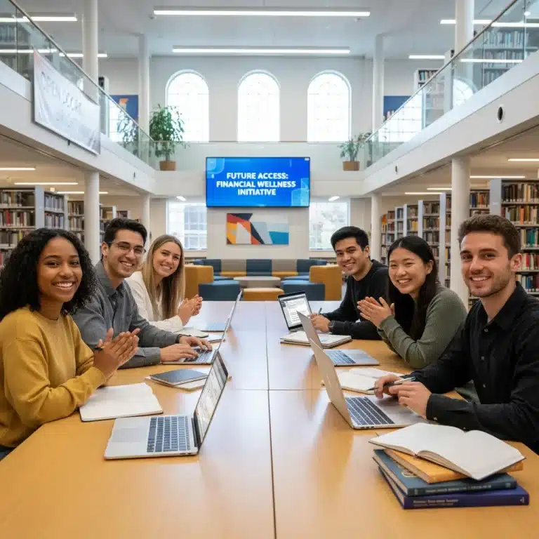 College students reviewing FAFSA financial aid documents on laptops